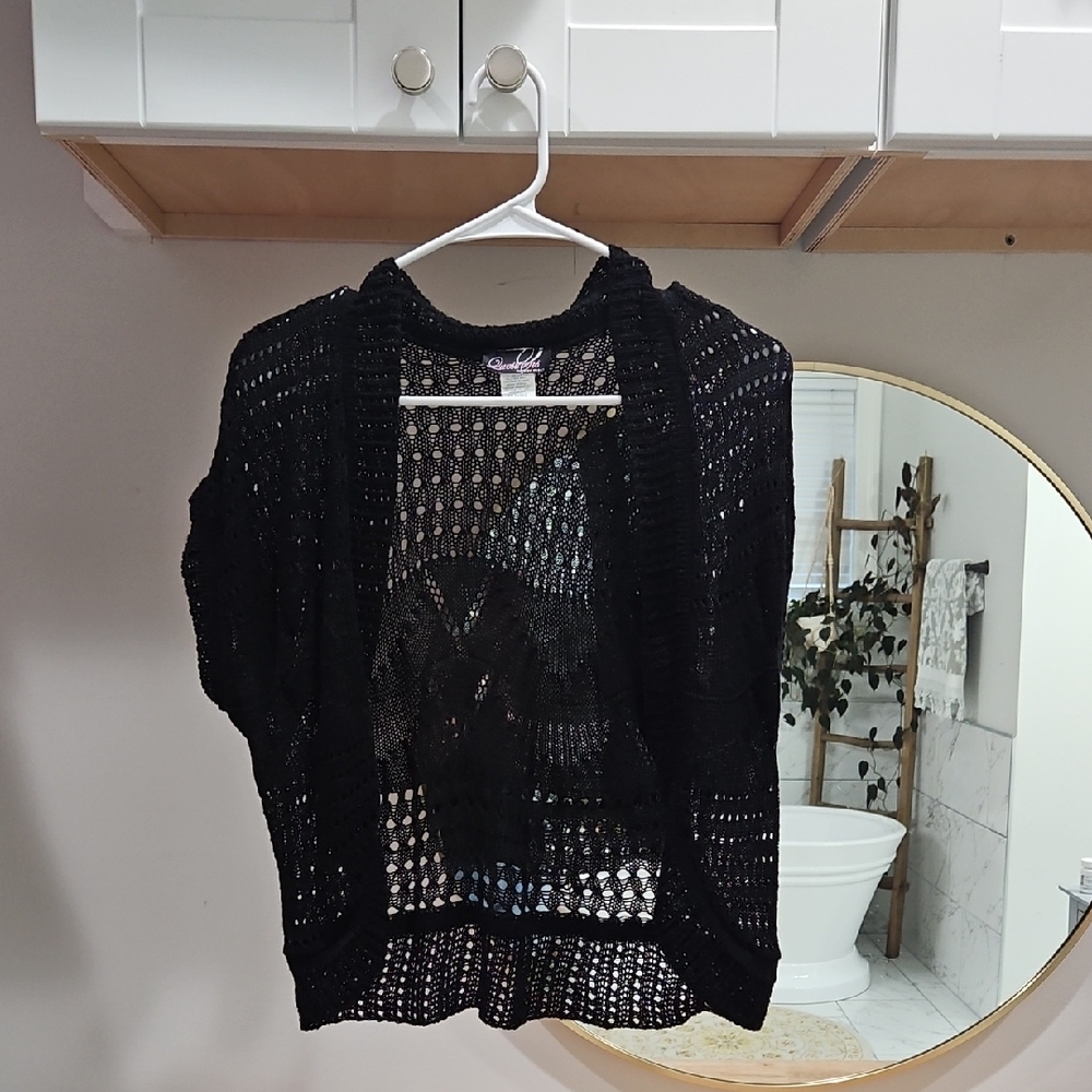 Chic Black Open-Knit Sweater by [Brand]